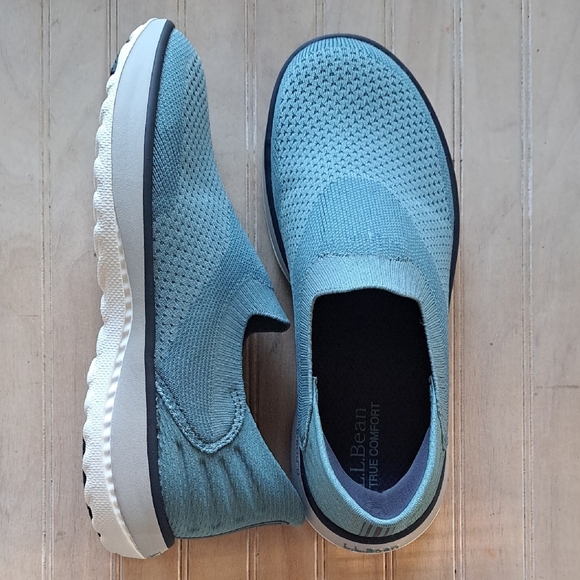 New L.L. Bean Freeport Teal Knit Slip-On Comfort Lightweight Breathable Sneakers - Picture 1 of 12